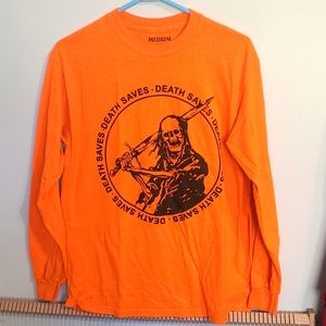 Death Saves bright orange long sleeve tee